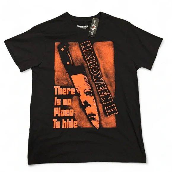 Halloween II Mike Myers Black and Orange Graphic T-Shirt - Picture 1 of 8
